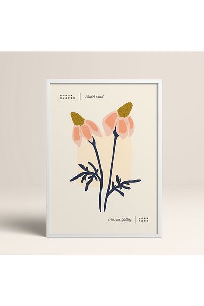 HOMEPACK Tablou cu rame din lemn alb Poster cu rame Decor artistic modern de perete (FLOWER165-WHITE-30X40)