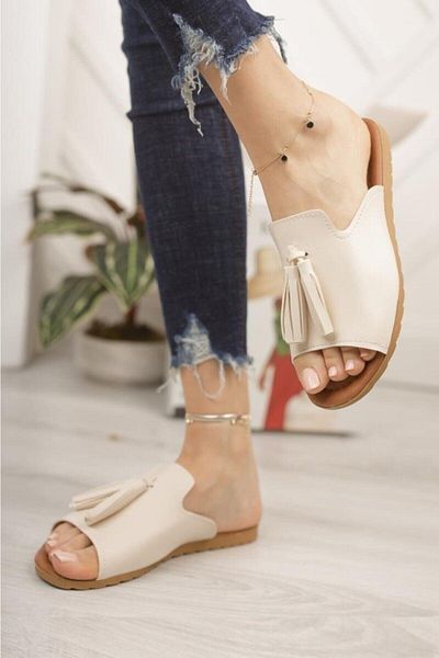 Behtah Kundura Women's Tasseled Daily Beach Beach Fashion Slippers