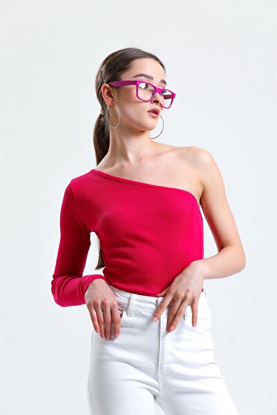 ladyzey Γυναικεία φούξια μπλούζα με έναν ώμο Camisole Crop