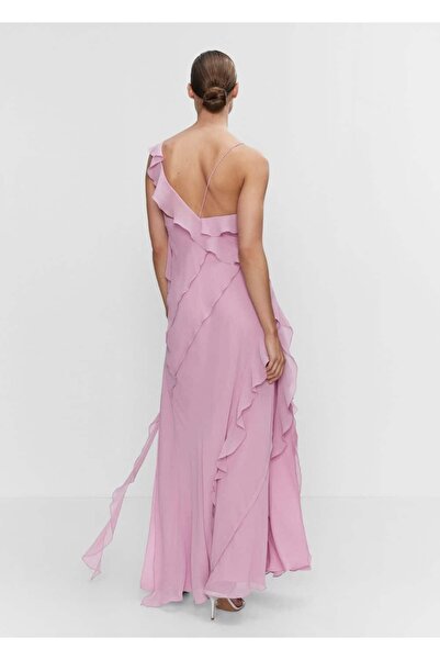 MANGO Woman Yırtmaçlı Fırfırlı Elbise