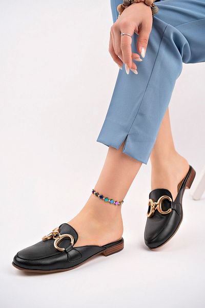 Deripabuc Genuine Leather Black Women's Leather Loafer Dp58-2002