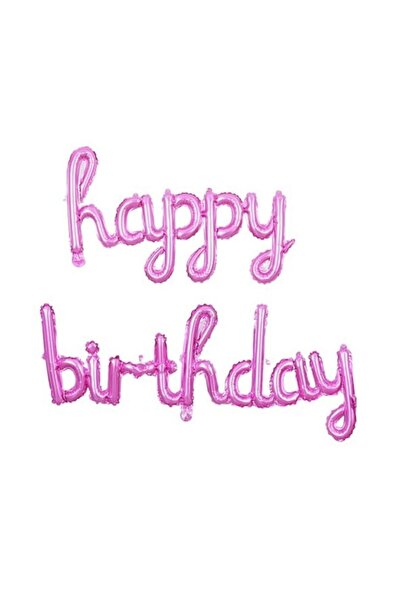 parti sürprizi Bebek Pembe Happy Birthday El Yazı Folyo Balon