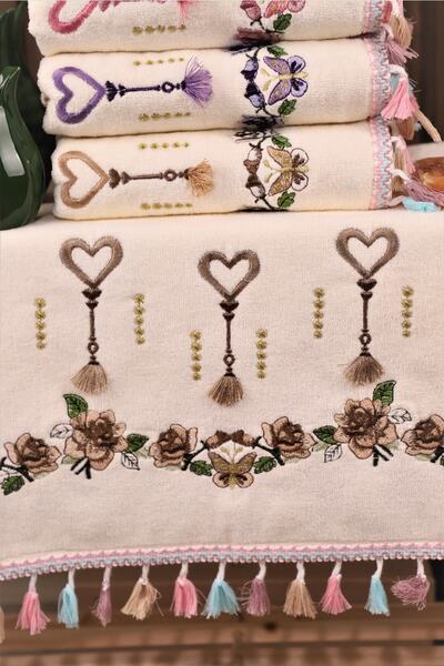 Pidora Textil 6'lı Çeyizlik Güpürlü 50*90 El Yüz Havlusu