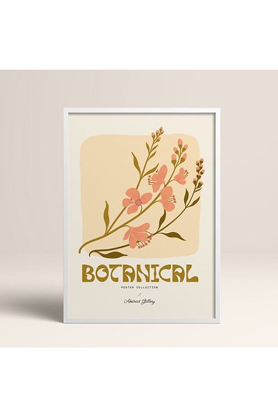 HOMEPACK Tablou cu rame din lemn alb Poster cu rame Decor artistic modern de perete (FLOWER166-WHITE-40X60)