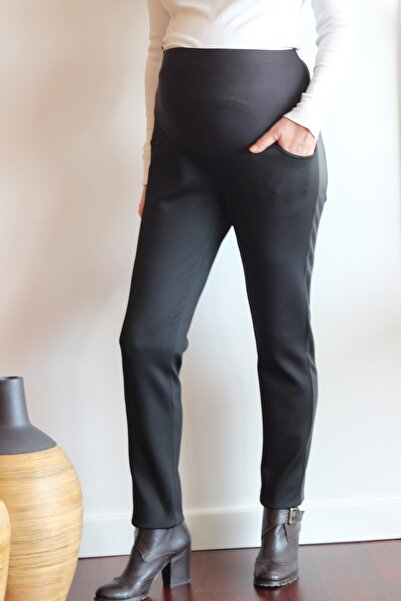 Tria بنطلون غوص ضيق الساق للنساء الحوامل - تفاصيل جلدية