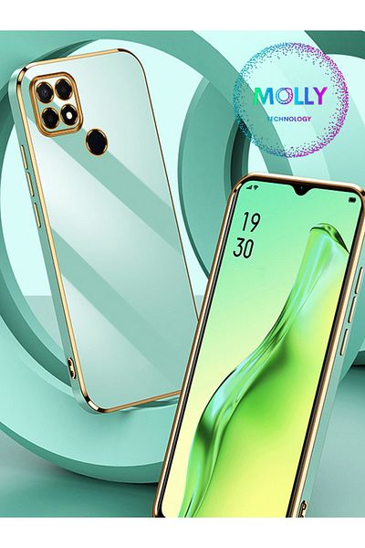Molly Technology حافظة سيليكون فاخرة لهاتف Xiaomi Redmi 9c مع حواف بيضاء لؤلؤية وتفاصيل ذهبية