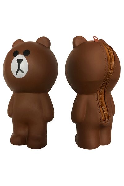 FLY COLOR Cute Bear Silicone Pencil Case with Teddy Bear Figure Pen Holder Storage Box Gift