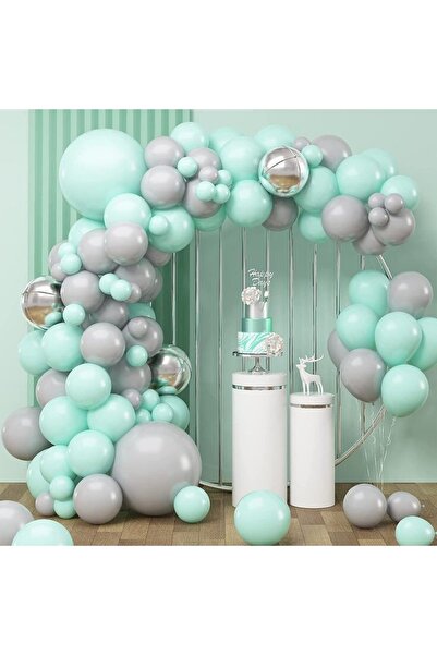 Lema Store Gri Ve Mint Yeşili Konsept 50 Adet Balon Dogum Gunu Parti 2023