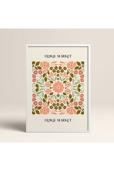 HOMEPACK Tablou cu rame din lemn alb Poster cu rame Decor artistic modern de perete (FLOWER169-WHITE-30X40)