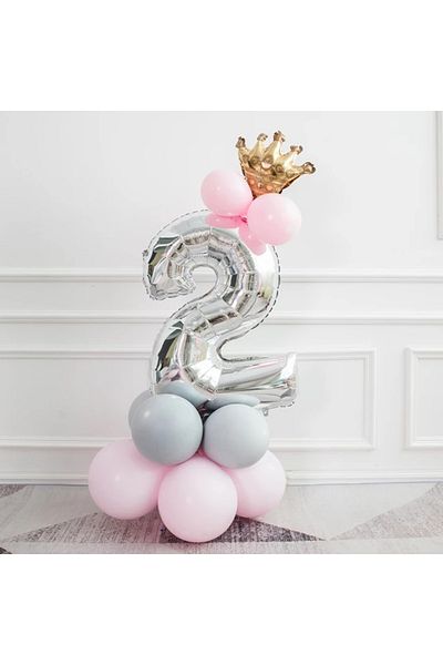 Party City 2 Number Foil Silver and King Crown Foil Balloon Birthday Set 2 Year Old Balloon