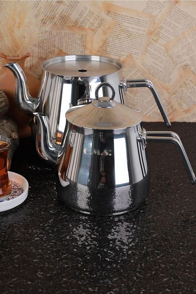 OMS Collection 8103 XL Maxi Size 4 Piece Steel Teapot Plain