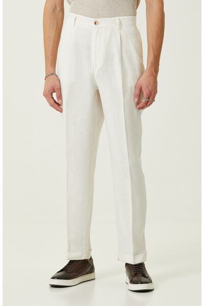 Network Ekru Geniş Paça Pileli Pantolon