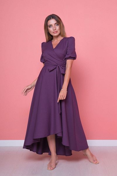 Bidoluelbise Rochie de damă cu croială asimetrică, cu prune, scurtă în față, lungă în spate, cu decolteu dublu