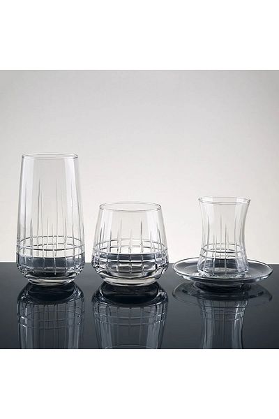 sudeka 61 Pieces 12 Person Plaid Hand Decor Cut Glass Water Set?????