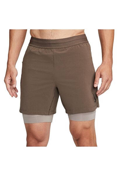 Nike Sportswear Dri Fit Yoga Erkek 2'si 1 Arada Erkek Taytlı Gri Spor Şort Dc5320 004