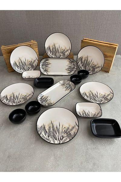 Keramika Set Breakfast Mat Spike Colored 16 Pieces for 6 People