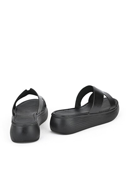 Ziya Μαύρες γυναικείες παντόφλες από γνήσιο δέρμα - 1411010z536