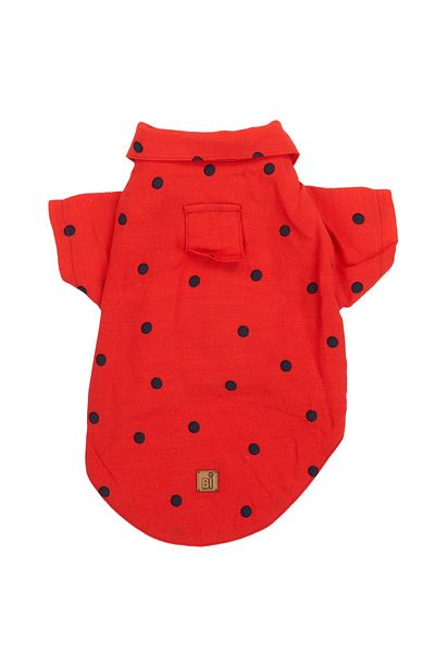 Bi Dolap Ponçik Bi Polka Dot Shirt Red Cat Dog Clothes & Shirt