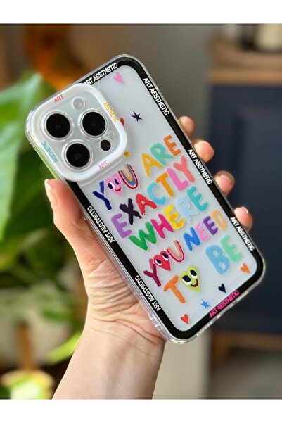 Go Aksesuar iPhone 14 Pro Compatible Transparent Case with Print Design