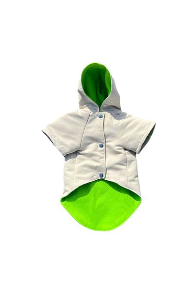 Bi Dolap Ponçik Bi Raincoat Water Repellent Fabric Cream Color Pistachio Green Cat Dog Clothing & Raincoat
