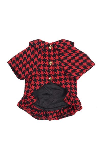 Bi Dolap Ponçik Bi Bella Jacket Houndstooth Pattern Red Cat Dog Clothes & Jacket