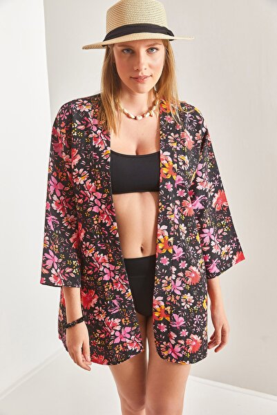 Bianco Lucci Γυναικείο λινό κιμονό με πολλά σχέδια