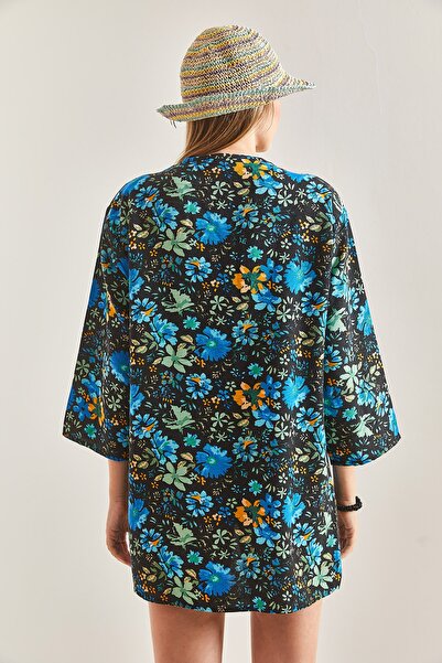 Bianco Lucci Γυναικείο λινό κιμονό με πολλά σχέδια