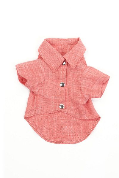 Bi Dolap Ponçik Bi Sunset Shirt Salmon Color Linen Fabric Cat Dog Clothes & Shirt