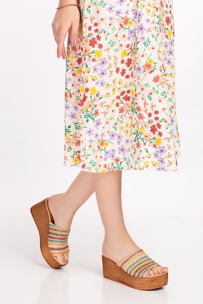 Elile Shoes Women's Summer Heeled Colorful Slippers