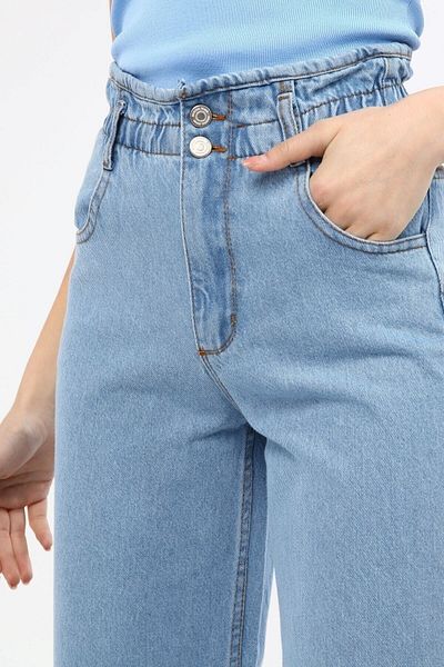 SHEVEGA Ice Blue Elastic Waist Boyfriend Φαρδύ τζιν παντελόνι φαρδύ τζιν