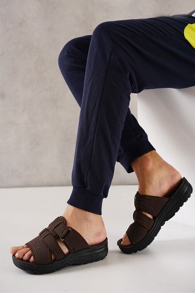 Behtah Kundura Nubuck Ανδρικές καλοκαιρινές παντόφλες με χοντρό τακούνι Tank Street Παντόφλες για το σπίτι