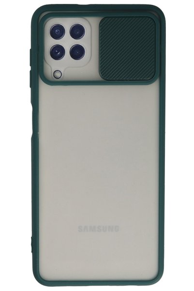 WANNA PROTECT Silicone Case for Samsung Galaxy M22 Dark Green with Camera Pro...
