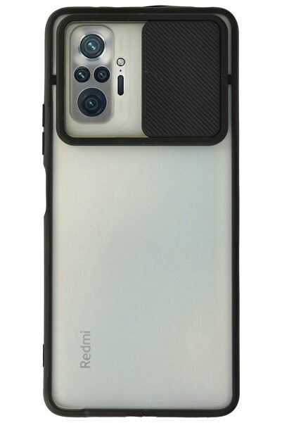 WANNA PROTECT Xiaomi Redmi Note 10 Pro Siyah Kamera Korumalı Sürgülü Baskısız...