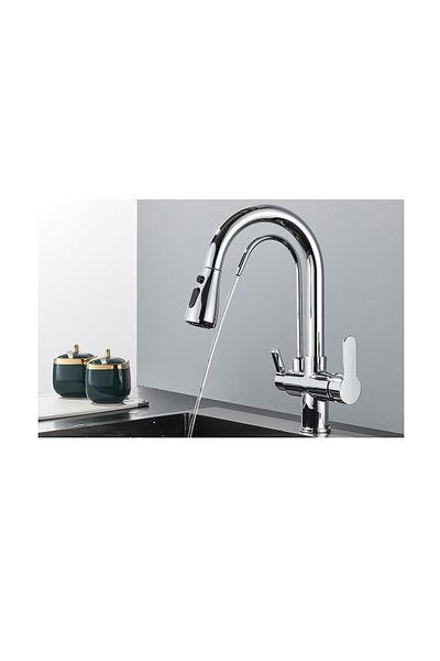 OEM Kitchen Sink Faucet Dual Flow Short Model Water Purification Outlet Spiral Imported Chrome
