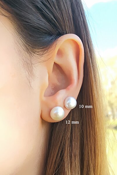 Anpiel Gerçek Inci Pembe Top Küpe (12mm)