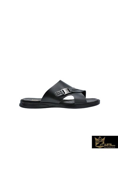 Zaim Kundura Men's Black Genuine Leather Slippers342503016-1