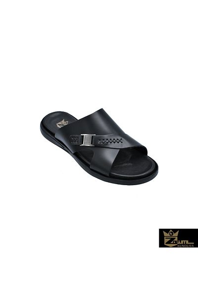 Zaim Kundura Men's Black Genuine Leather Slippers342503016-1
