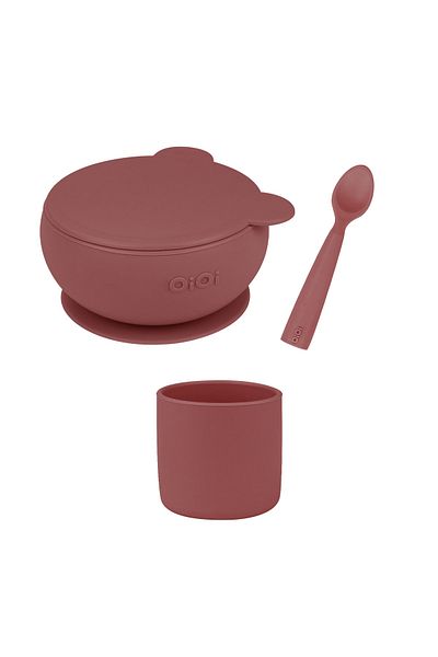 OiOi Velvet Rose Triple Set (namnam+capacity bowl+mini cup)