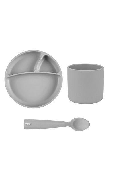 OiOi Powder Gray Triple Set (portion+glass mini+namnam