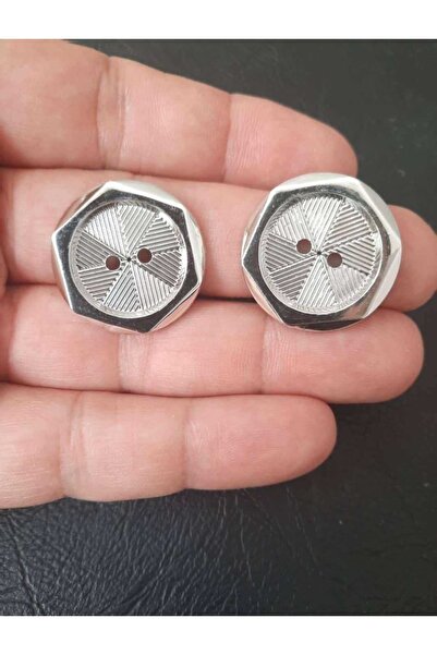 İMREN AKSESUAR Κουμπί Γκρι Μεταλλικό 4 Τρύπες 2,5 εκ. 1 Συσκευασία 5 Τεμάχια