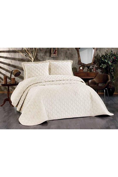 ASİLZADE Hena Cream Double Velvet Bedspread