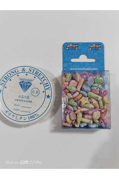 Cem Πολύχρωμο Μοτίβο Θάλασσας Bead Hobby + 10 Mt Fishing Line