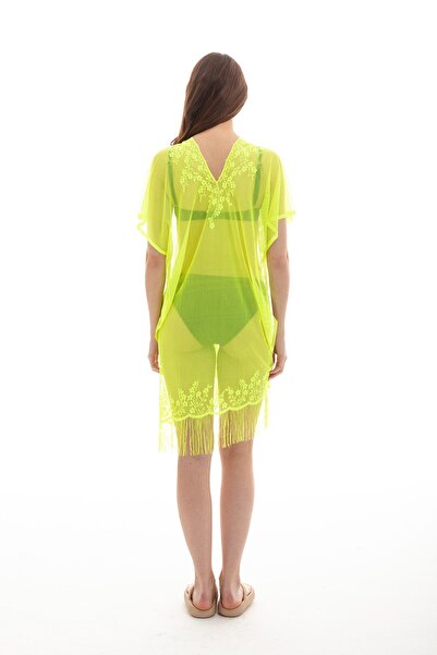 Eke Tekstil Floral Knitted Lace Detailed Tunic Lilac Color Pareo