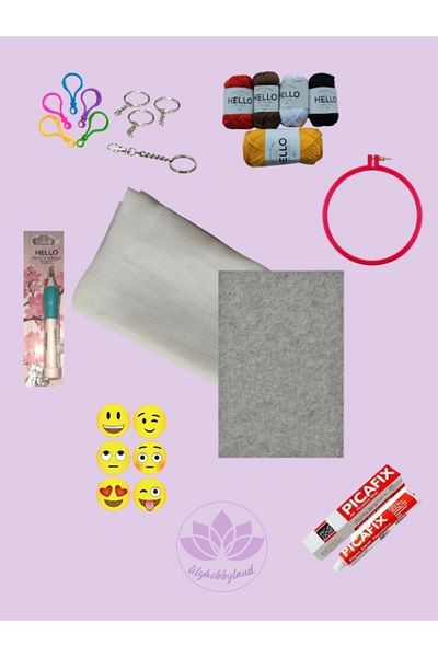 LİLYHOBBYLAND Κιτ κατασκευής μπρελόκ Punch (panch) Emoji με όλα τα υλικά