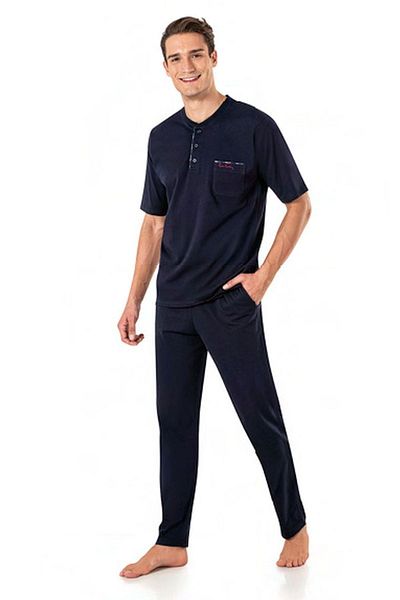 Pierre Cardin Men's 6016 Combed Cotton Short Sleeve 3-Piece Pajama Set
