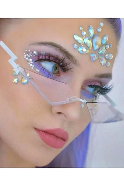 EFLAMEL DESİGN ملصق جسم الوجه 3D لؤلؤي لامع للوجه والجسم والعين مجموعة أحجار الزينة