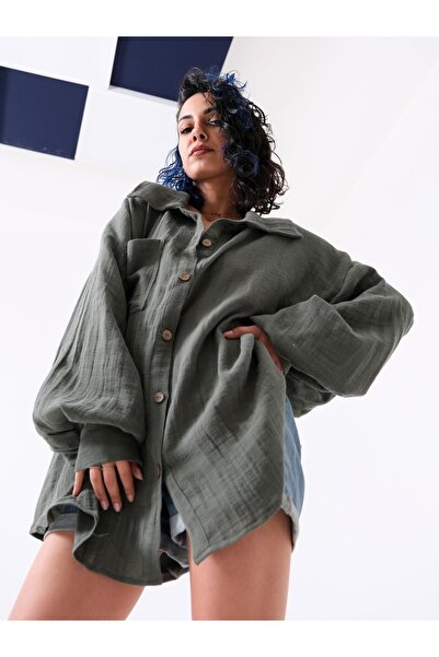 OCTO Handcraft Ince Müslin Oversize Gömlek Ekstra Salaş Geniş Kesim Özel Tasarım