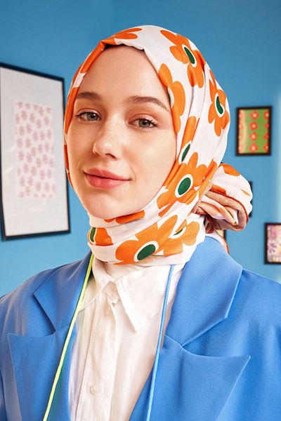 Modakaşmir Şal din bumbac cu model Flores
