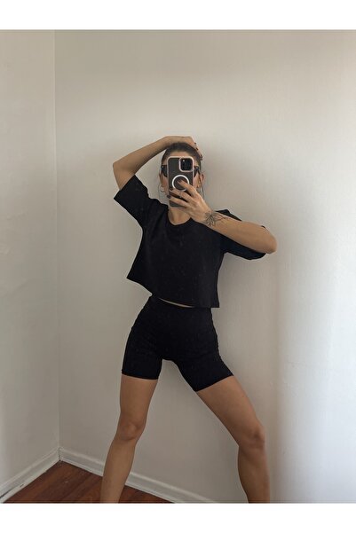 Seyyar Siyah Basic Pamuklu Tshort