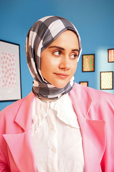Modakaşmir Plaid Pattern Cotton Shawl